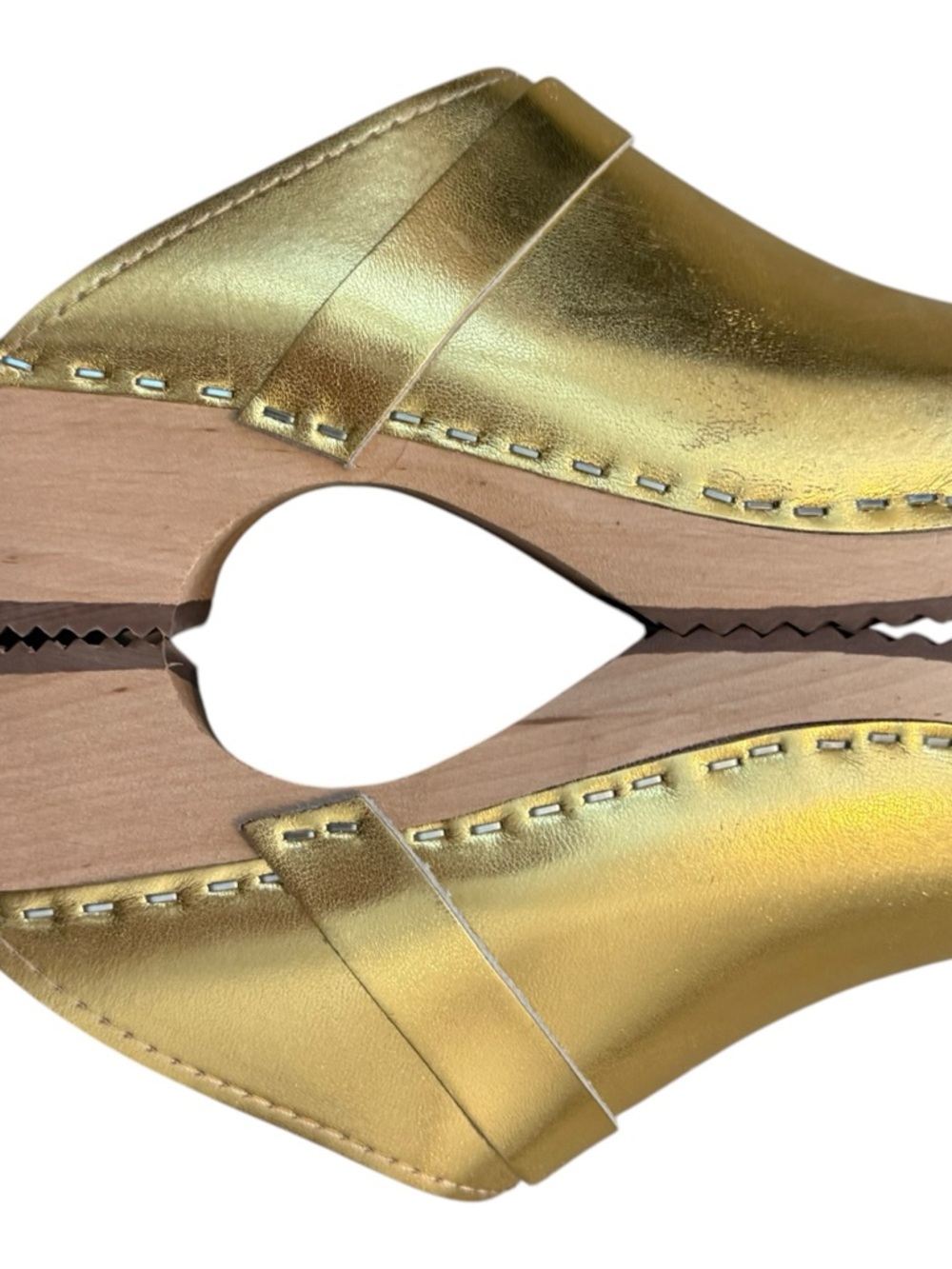Torpatoffeln Swedish Gold Metallic Leather Slip-On Clogs. EU 37. - Picture 4 of 11